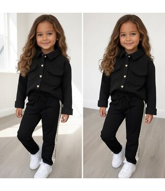 Blouse met hartjes knopen - Zwart