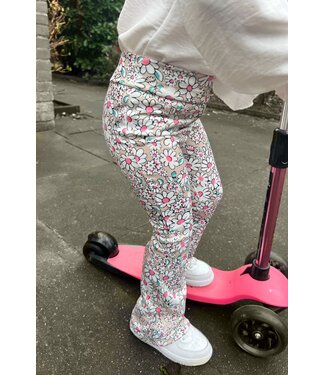 Draakjes en Boefjes Velvet  Flared broek met bloemenprint - Beige