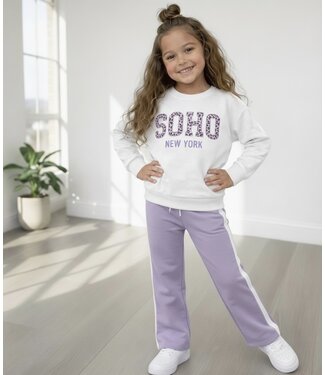 Soho Leopard Jogging set - Lila/Wit