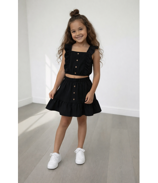 Black Cropped Skirt Set