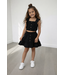 Black Cropped Skirt Set