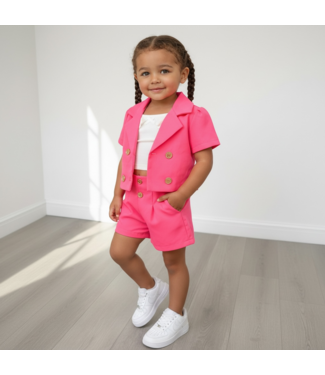 Highwaist Short & Blazer Set (4-delig) - Roze