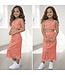 Crochet Long Skirt Set - Coral
