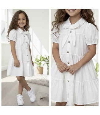 Jurk met hartjes knopen - Wit