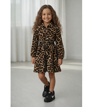 Lange Leopard jurk (Mét riem)