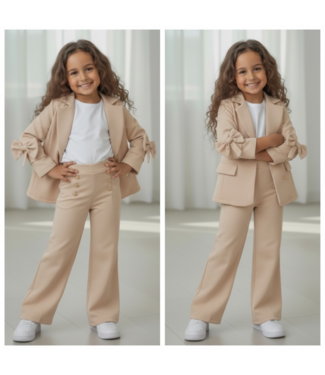 Blazer Bow Set - Beige