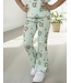 Dirkje  Flared legging bloemenprint & haarband - Light aQua (Verzenddatum 24 jan)