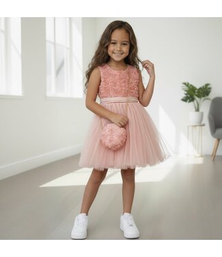 Bloemen Tule jurk - Oud Roze