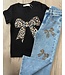 T-Shirt - Leopard Bow - Zwart