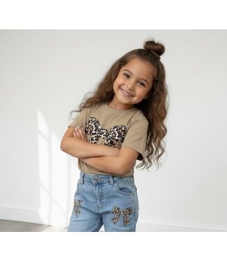T-Shirt - Leopard Bow - Taupe