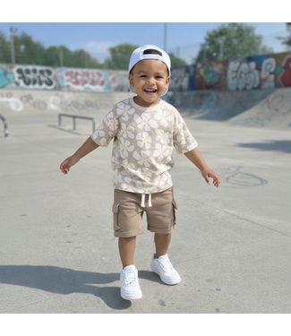 Koko Noko Joggingshort  & Shirt Set - Flower - Sand (Verzenddatum 1 mei)
