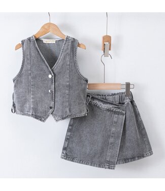 Denim skort Set - Grijs