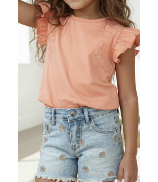 Koko Noko T-Shirt met ruffle mouwen - Blushed Terra