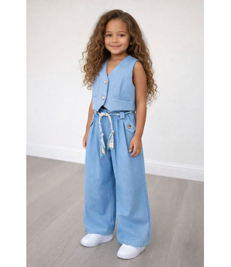 Gilet & Flared Pantalon - Blauw (Verzenddatum 12 feb)