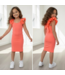 Big bow ruffle dress - Coral