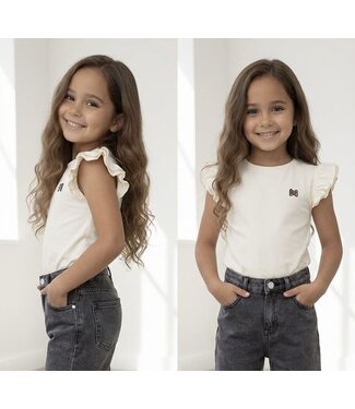 Koko Noko Basic T-Shirt met ruffle mouwen - Off White (Verzenddatum 6 feb)