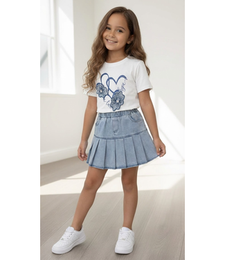Love & Hope Denim Set - Licht Blauw/Wit