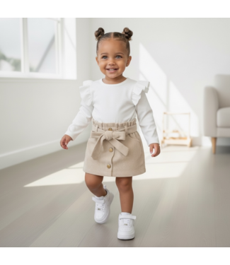 Draakjes en Boefjes Korte Corduroy Button Skirt - Beige