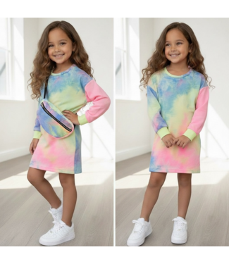 Tie & Dye Sweater dress met tasje