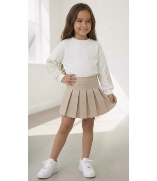 Flower top & skirt  Set - Beige