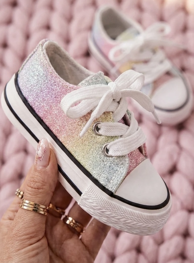 Glitter sneakers regenboog