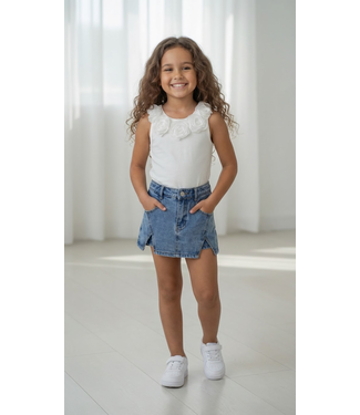 Denim short with top Set - Wit