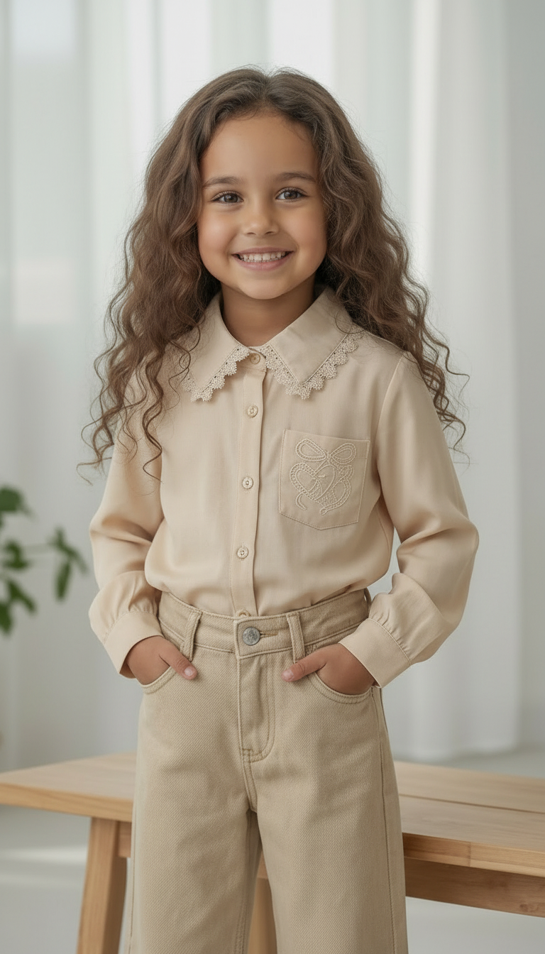 Satin Blouse  - Taupe