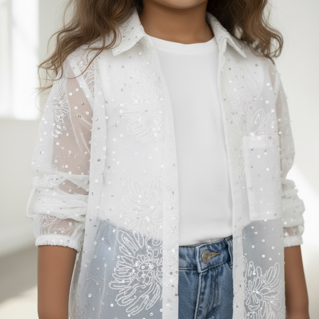 Shirt met kanten blouse (2-delig)