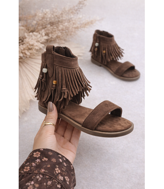 Boho Sandalen met franjes - Marron