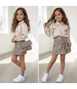 Satin Blouse & Skirt Set (Met tasje)