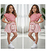Stripe Top & Short Set (Met tasje) - Roze