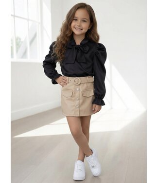 Draakjes en Boefjes Leatherlook Button Skirt - Dk. Beige