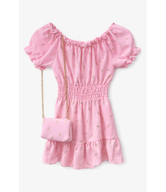 Feather Dress - Roze (met tasje)