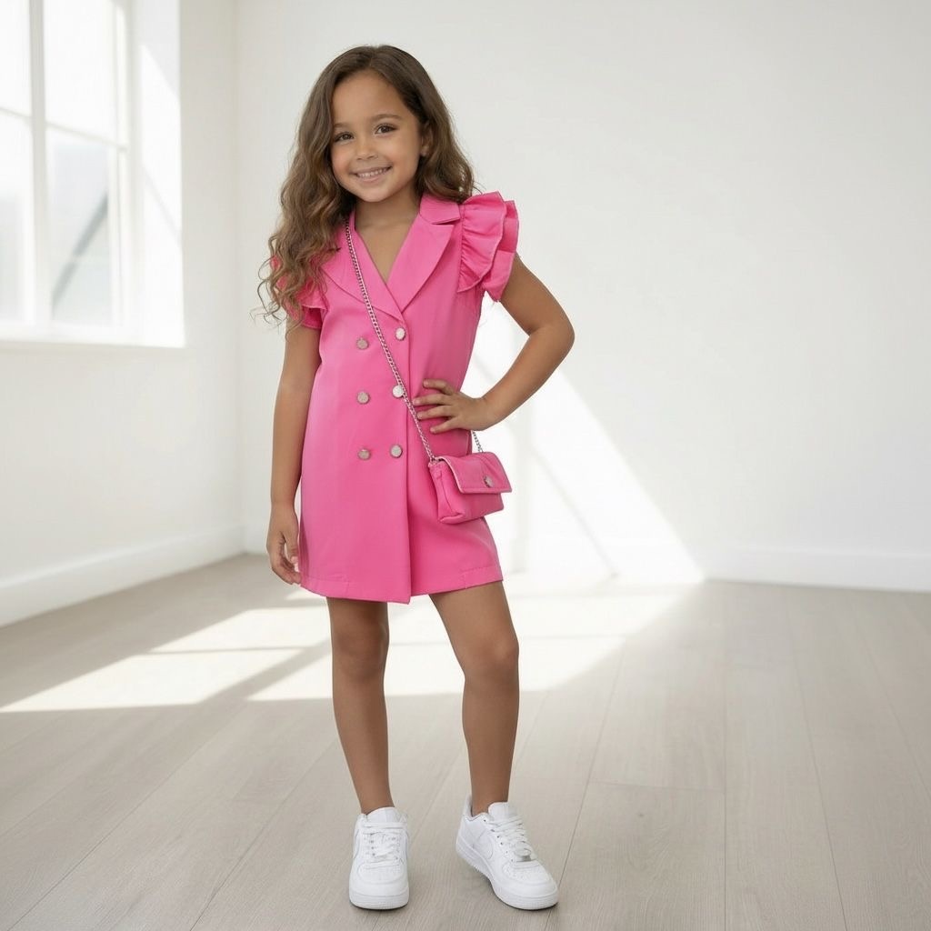 Blazer Dress(met tasje) - Fuchsia (Verzenddatum 5 Feb)