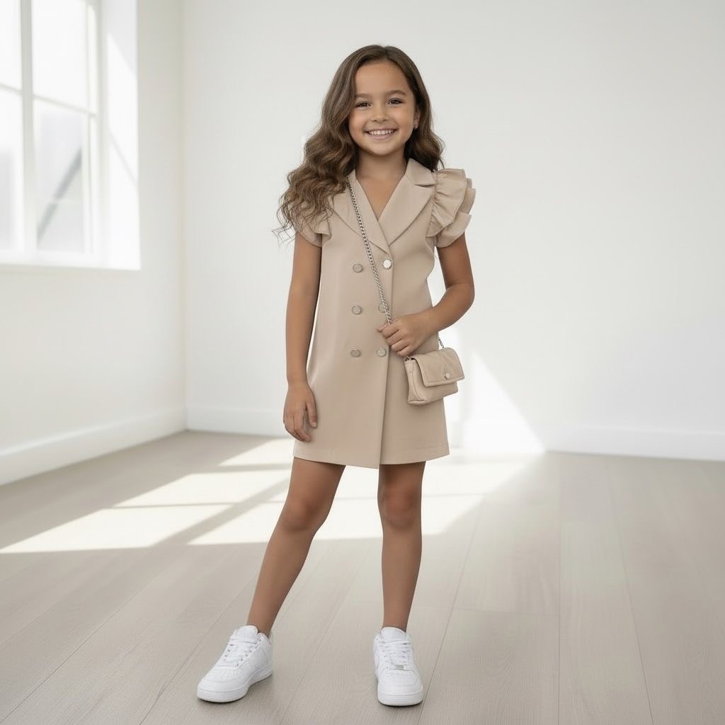 Blazer Dress(met tasje) - Beige