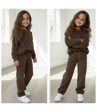 Rib Flared Jogging Set - Marron (Verzenddatum 12 feb)