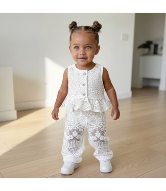 Kanten co-ord set top & broek - Wit (Verzenddatum 12 feb)