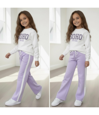 Soho Leopard Jogging set - Lila/Wit