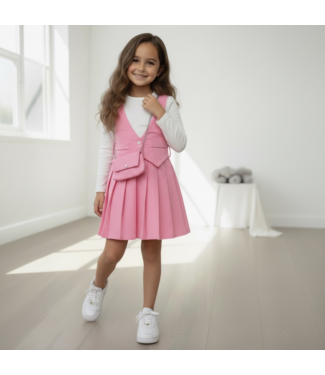Gilet dress (met longsleeve & tasje) - Roze