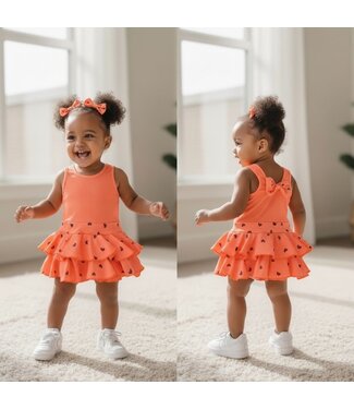 Ruffle heart dress met haar strikjes - Coral