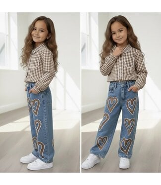Denim heart Jeans - Blauw/Bruin