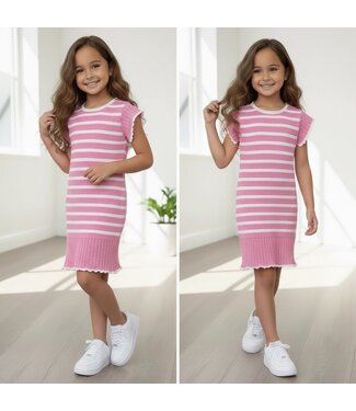 Stripe dress - Roze (Verzenddatum 9 feb)