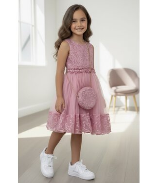 Flower jurk (met tasje) - Oud Roze