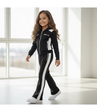 Zipped Vest & Flared Set - Zwart