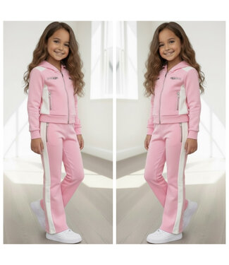 Zipped Vest & Flared Set - Roze