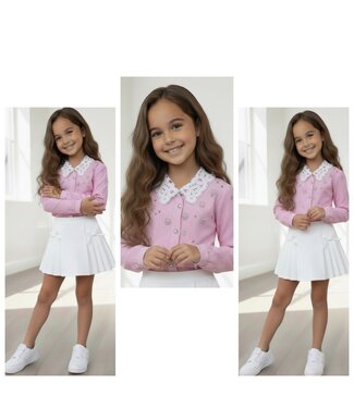Amazing blouse & Skort set - Roze/Wit