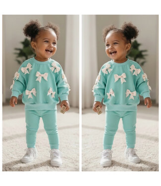 Joggingset met strikjes - Turqouise