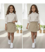 Little Bow Blouse Skort Set - Beige