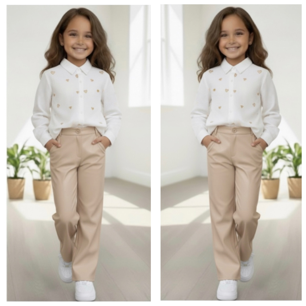 Leatherlook pantalon - Taupe