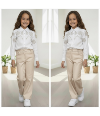 Leatherlook pantalon - Beige